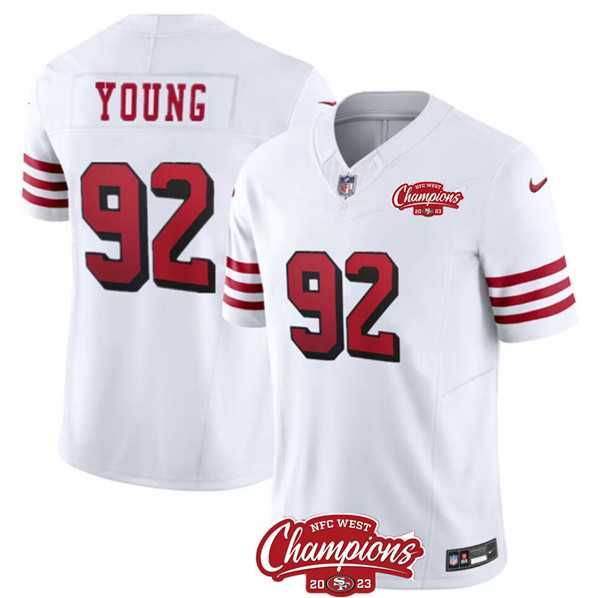 Men & Women & Youth San Francisco 49ers #92 Chase Young White 2023 F.U.S.E. NFC West Champions Patch Alternate Stitched Jersey